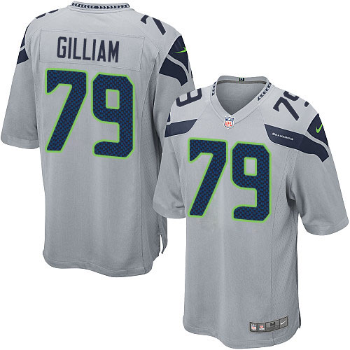 Men's Game Garry Gilliam Nike Jersey Grey Alternate - #79 NFL Seattle Seahawks